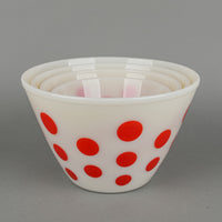 FIRE KING Red Dots Nesting Mixing Bowls Set of 4