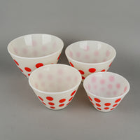 FIRE KING Red Dots Nesting Mixing Bowls Set of 4