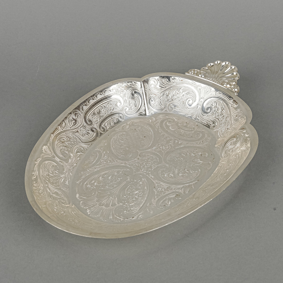 BARKER ELLIS Silver Plate Engraved Bowl with Handle
