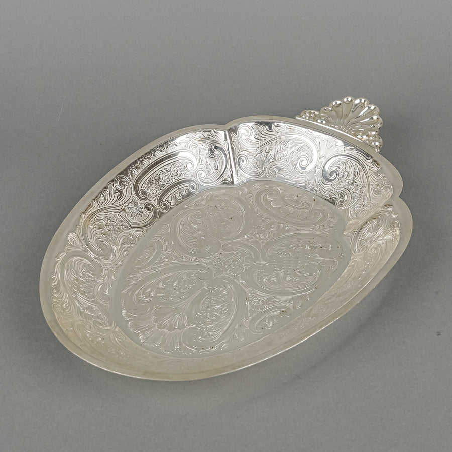 BARKER ELLIS Silver Plate Engraved Bowl with Handle
