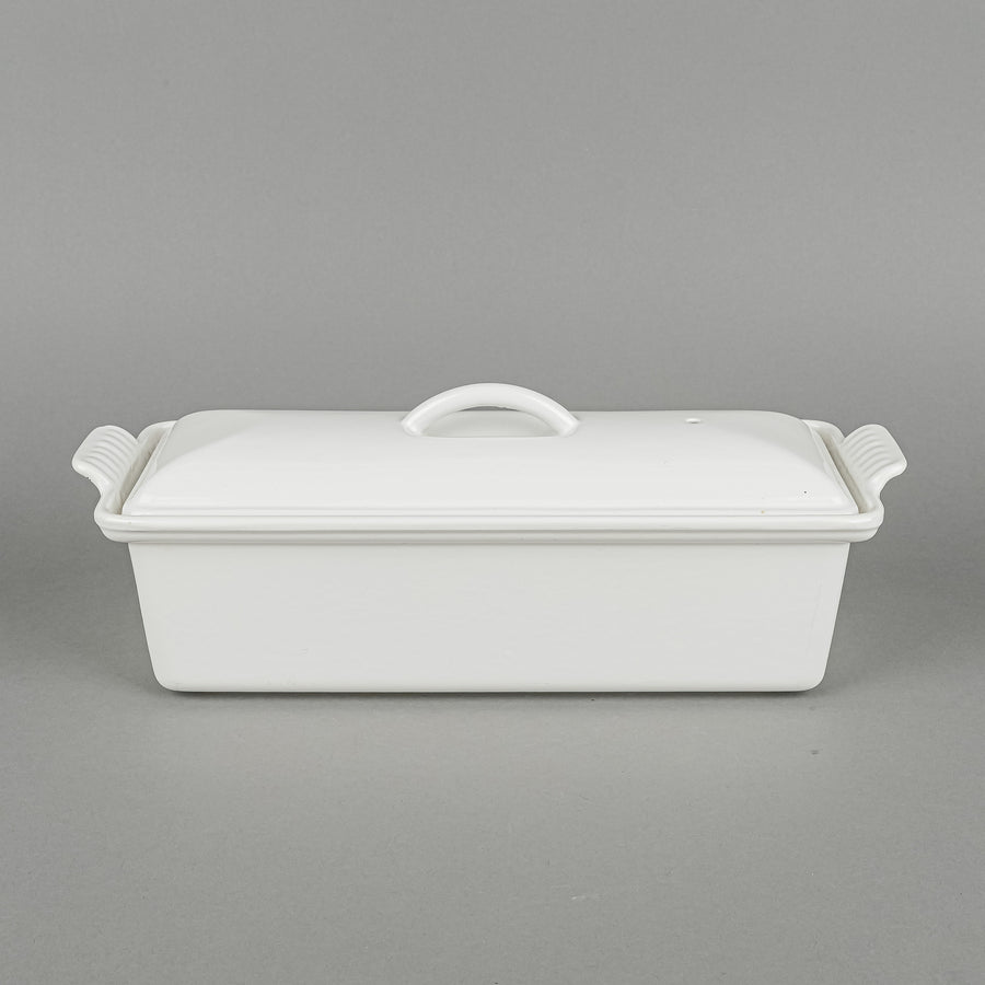Vintage LE CREUSET Enamel Cast Iron Pate Terrine With Lid 28cm White
