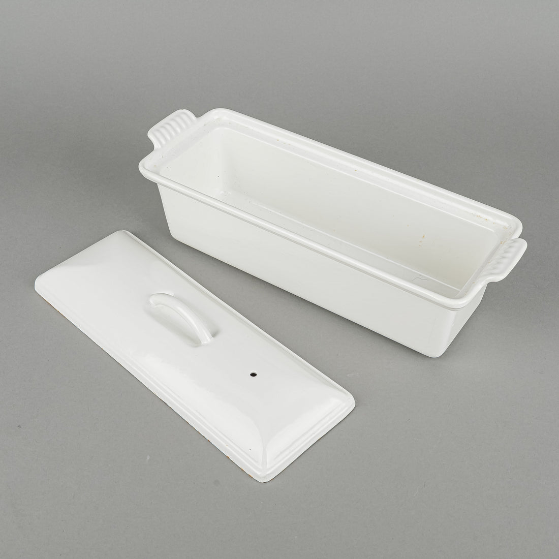 Vintage LE CREUSET Enamel Cast Iron Pate Terrine With Lid 28cm White