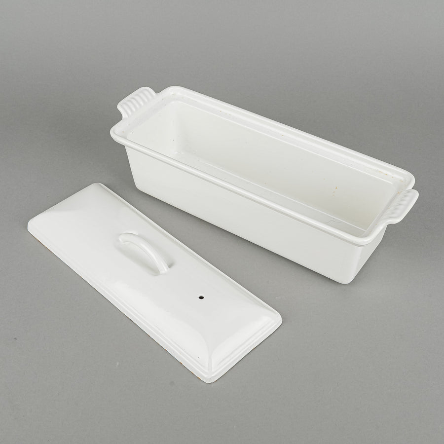Vintage LE CREUSET Enamel Cast Iron Pate Terrine With Lid 28cm White