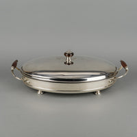 Italian Silverplate Oval Covered Casserole With Pyrex Liner