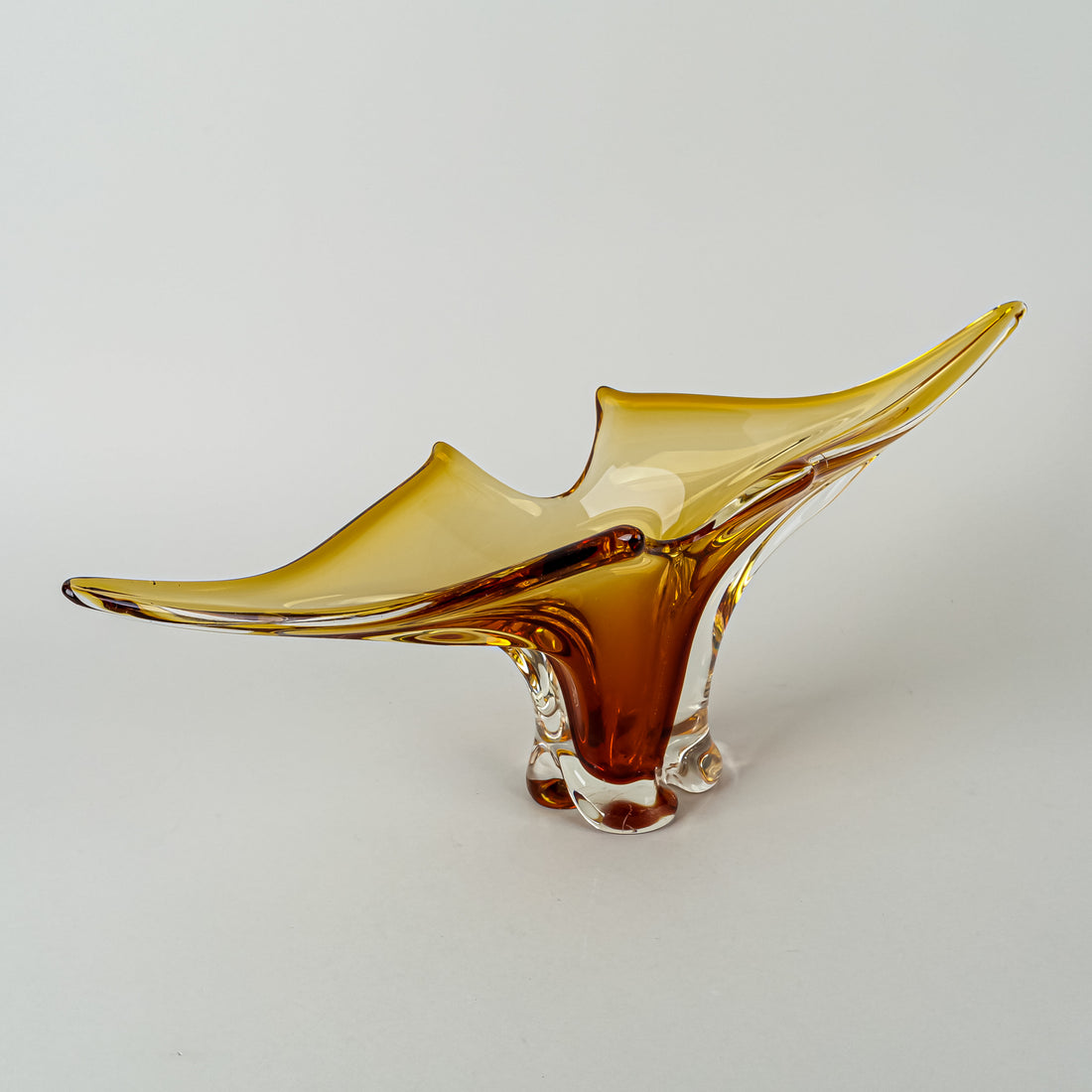 Larraine/Chalet Style Free Form Art Glass Bowl - Amber