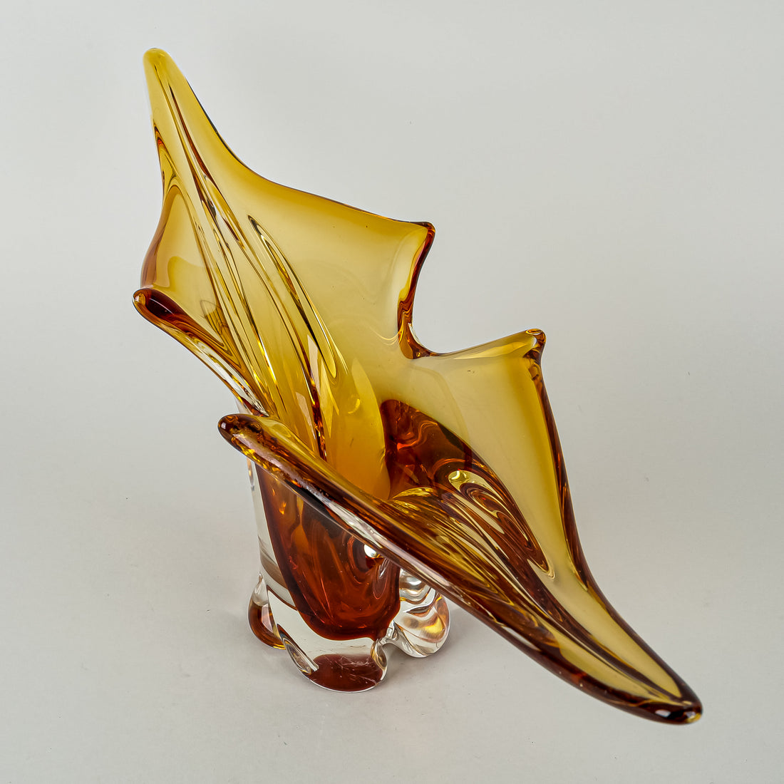 Larraine/Chalet Style Free Form Art Glass Bowl - Amber