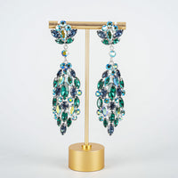 SHERMAN Silver Tone Green Dangle Clipon Earrings