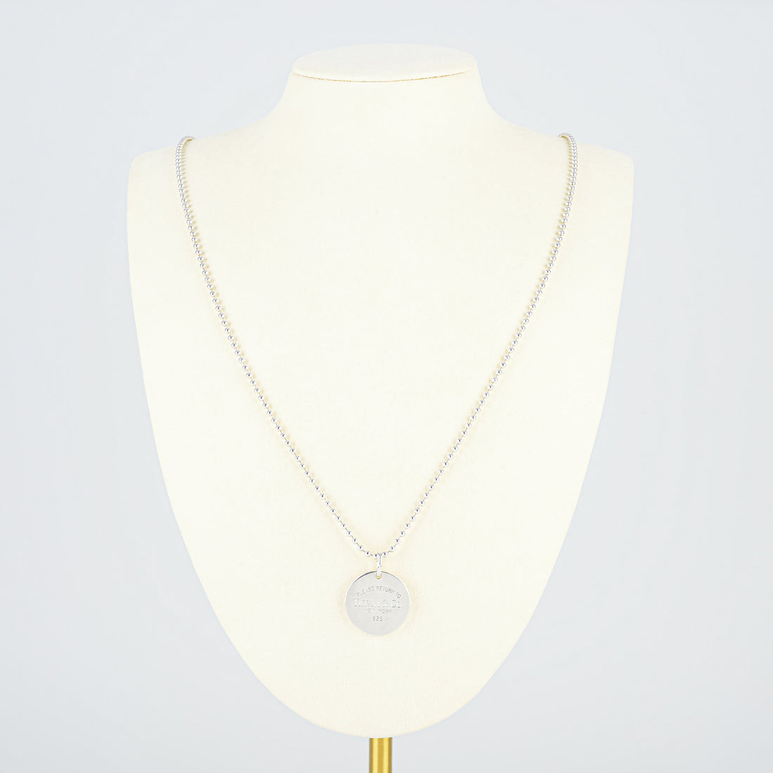 TIFFANY & CO Sterling Silver Round Tag Bead Necklace