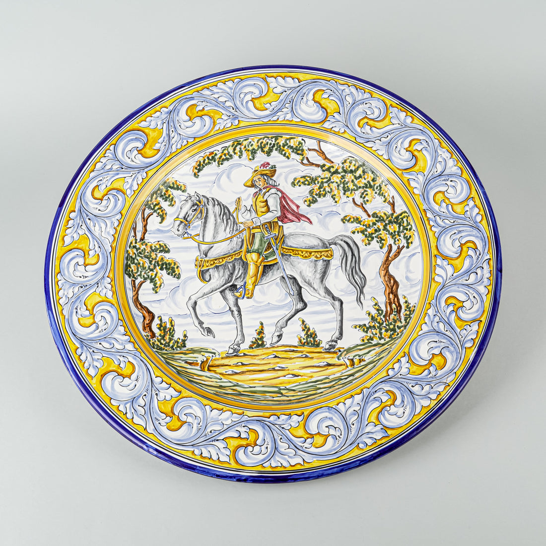 DE LA CAL BARREIRA Horse Rider Hand Painted Ceramic Wall Plate