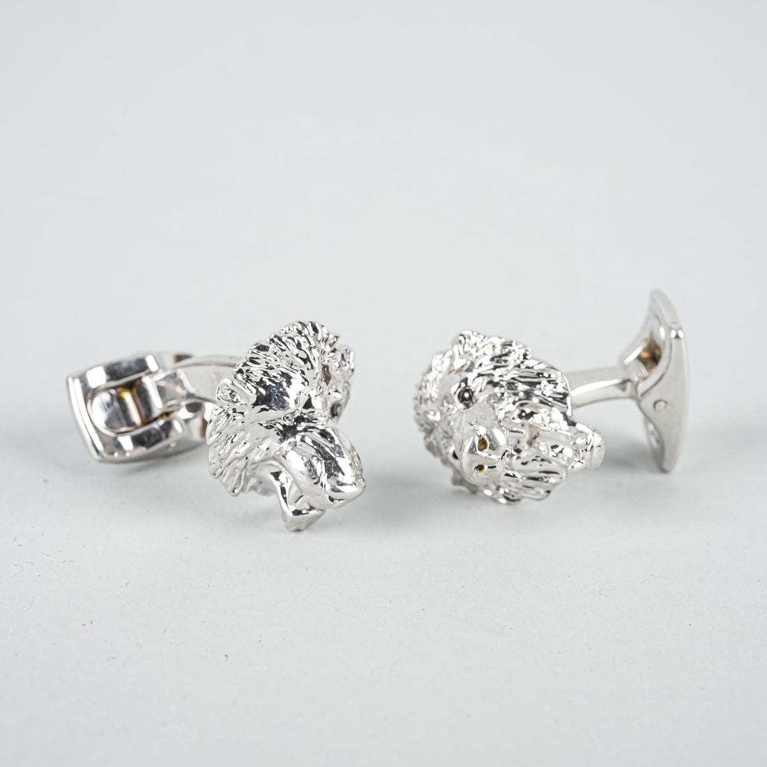 Silver Plt Lion Head Cufflinks