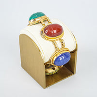 BURT CASSELL 12K Gold Filled Glass Scarab Bracelet