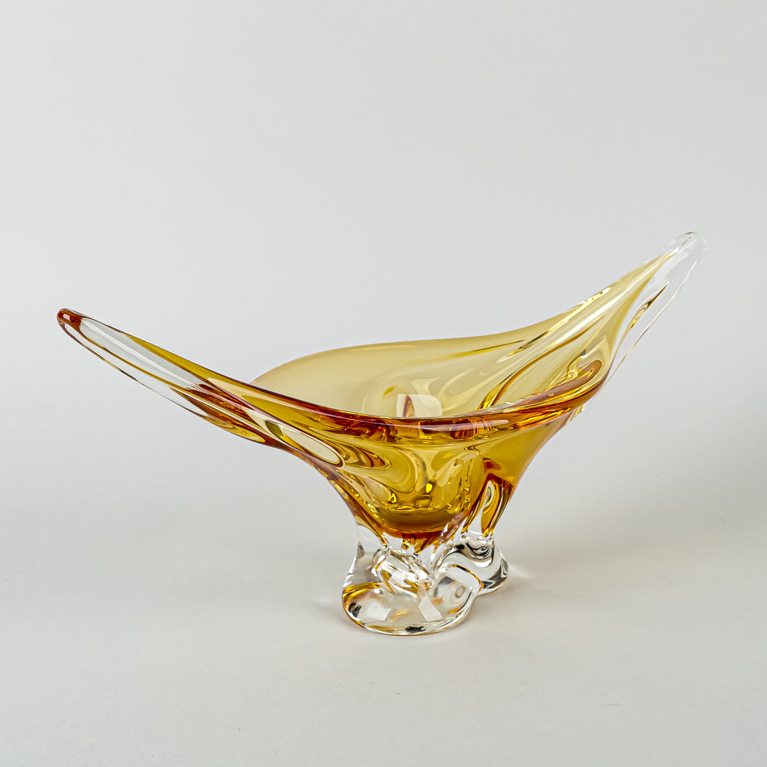 CHALET Free Form Art Glass Bowl - Amber