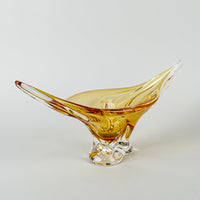 CHALET Free Form Art Glass Bowl - Amber