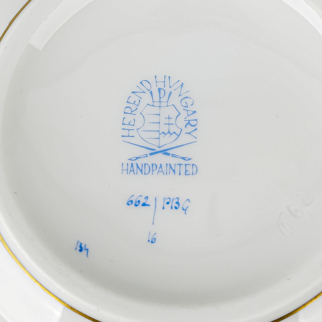 HEREND Blue Garland Covered Sugar Bowl 662 With Rose Knob