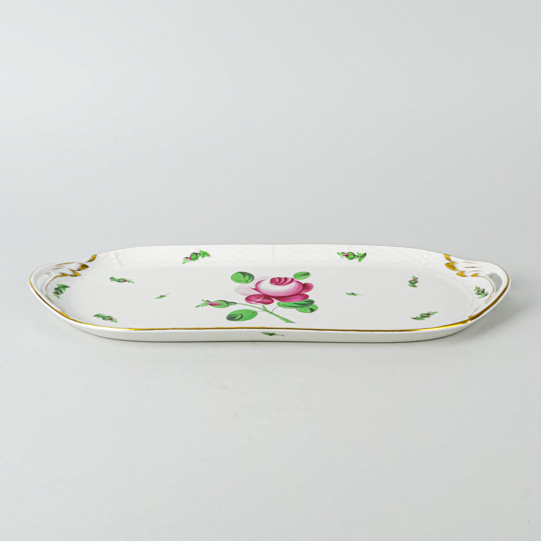 HEREND Pink Rose Sandwich Tray