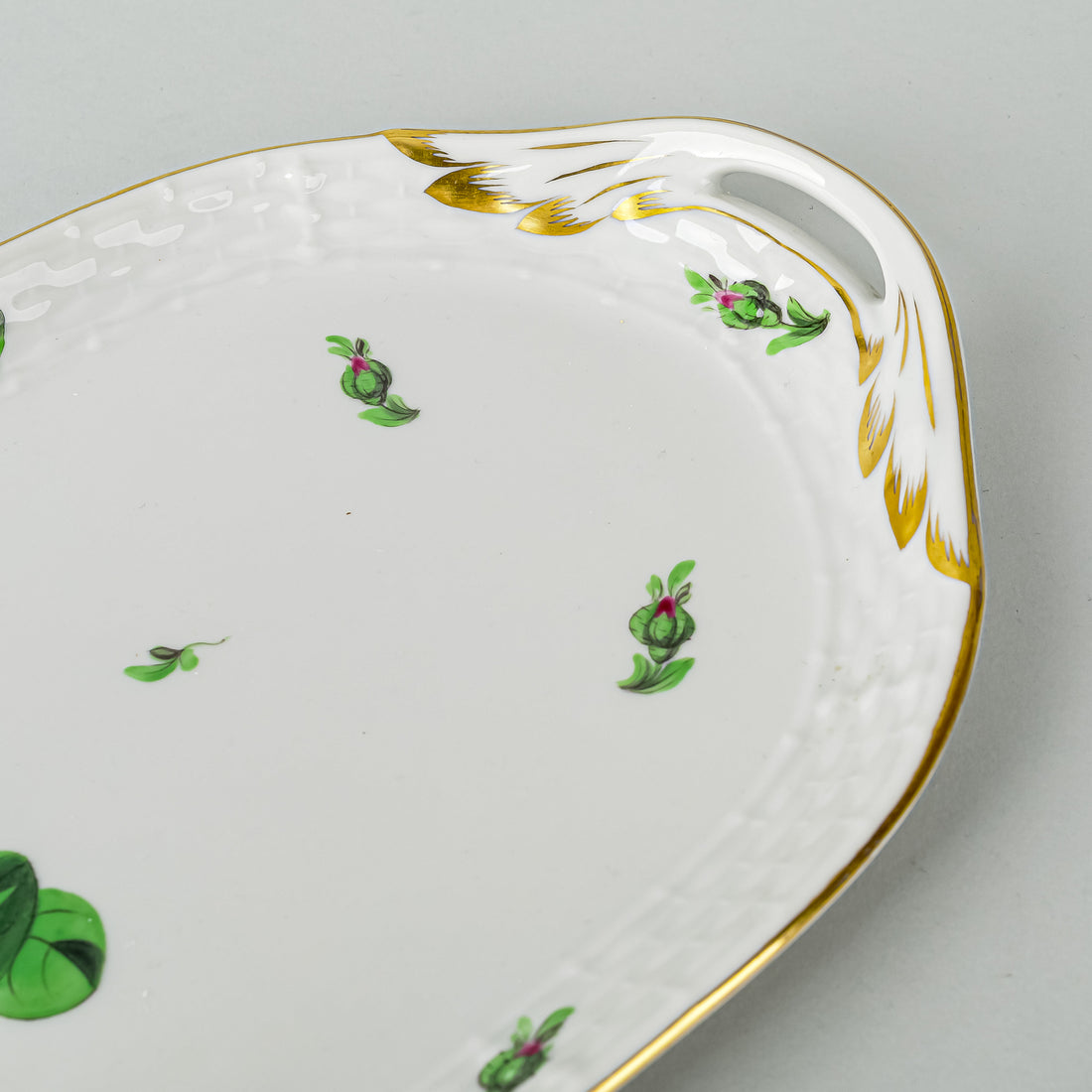 HEREND Pink Rose Sandwich Tray