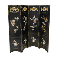Four Panel Asian Screen With Stone Overlay