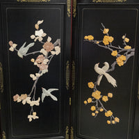 Four Panel Asian Screen With Stone Overlay