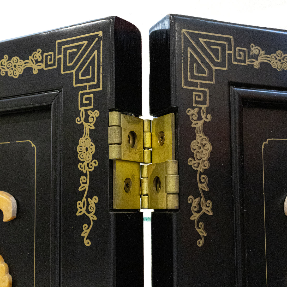 Four Panel Asian Screen With Stone Overlay