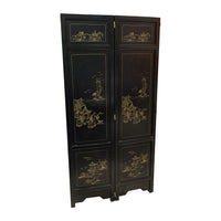 Four Panel Asian Screen With Stone Overlay