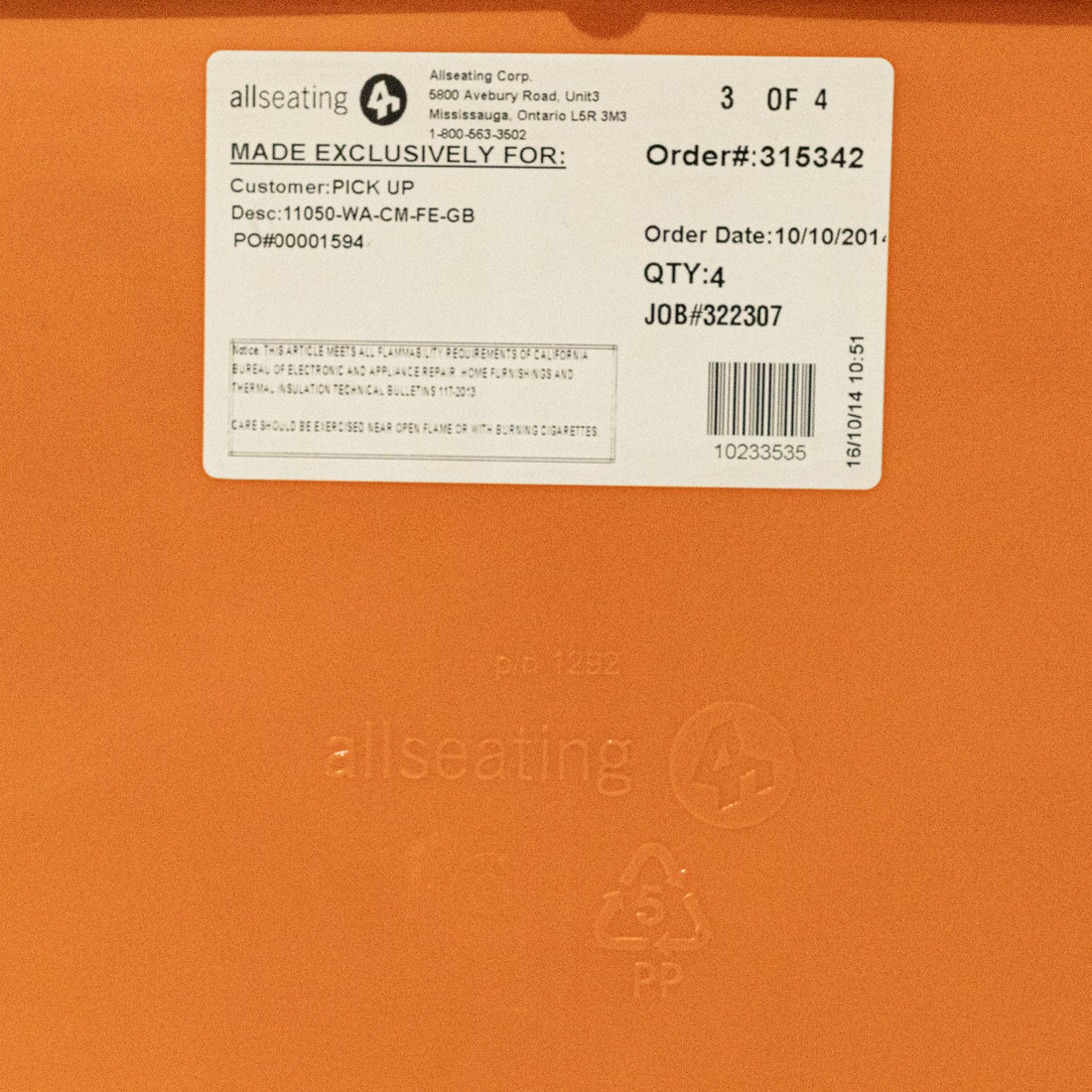 ALL SEATING Tuck Guest Chairs Orange Set of 4