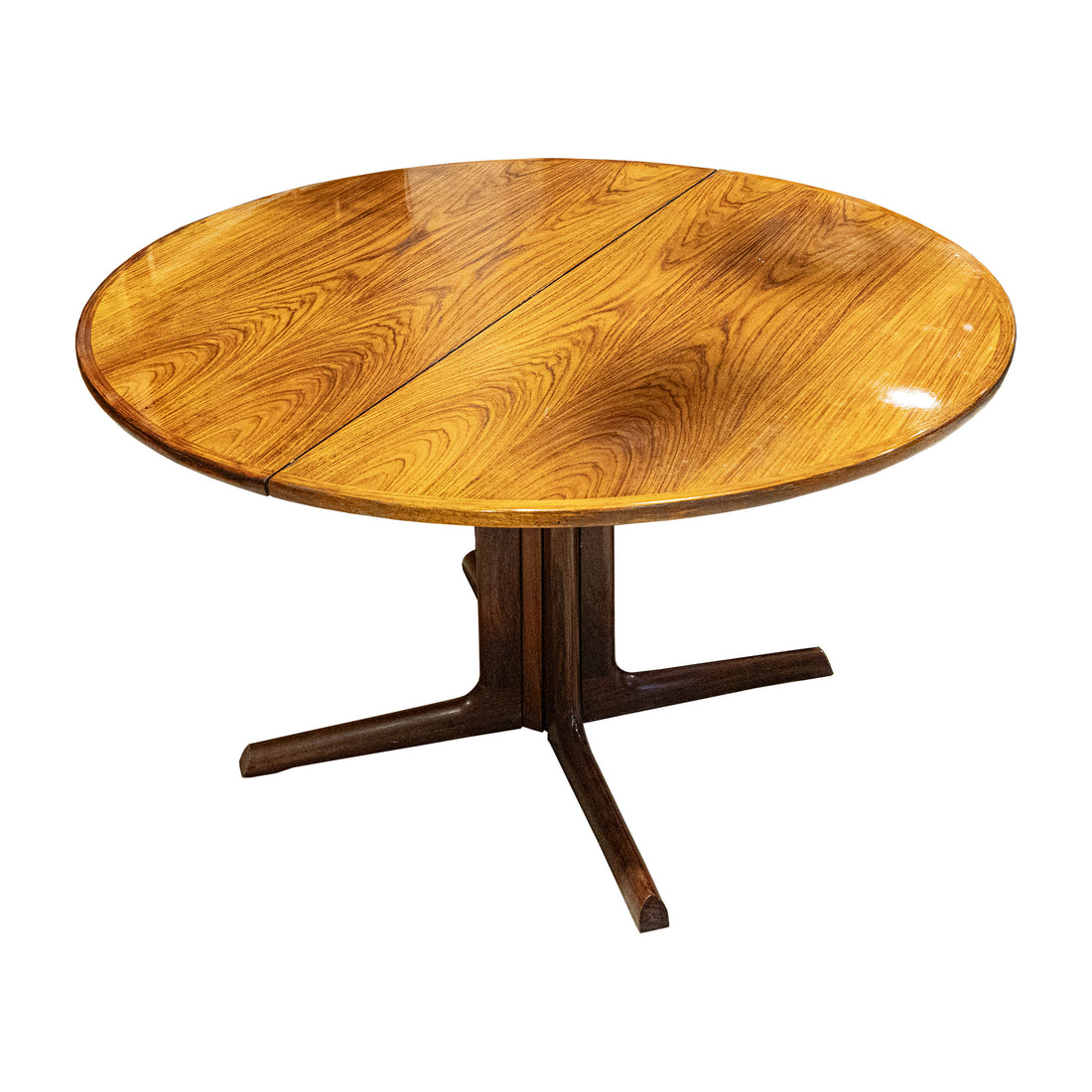 GUDME Vintage Round Rosewood Table With Two 19" Leaves