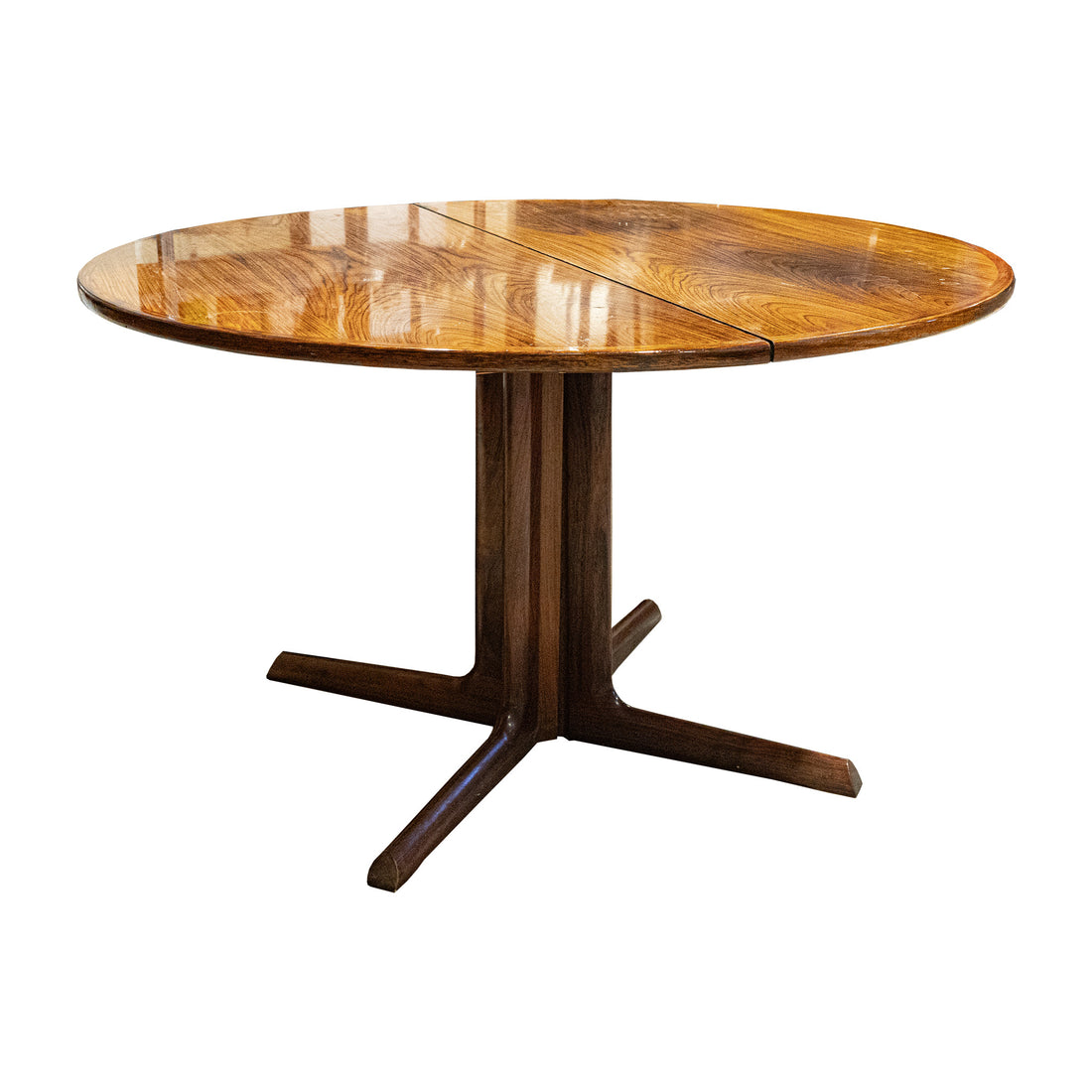 GUDME Vintage Round Rosewood Table With Two 19" Leaves