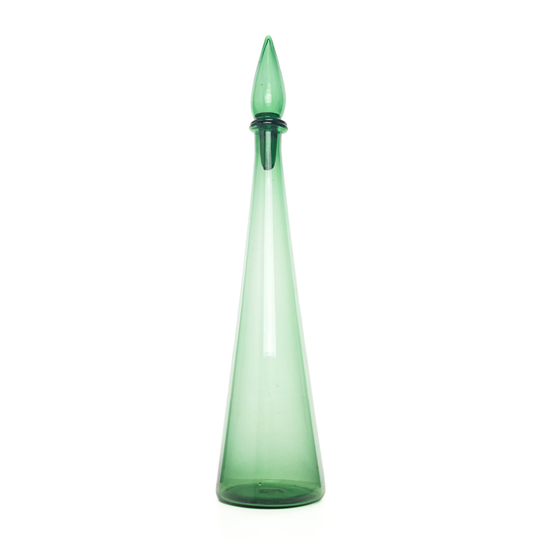 BIRKS EMPOLI Green Art Glass Cone Bottle And Stopper