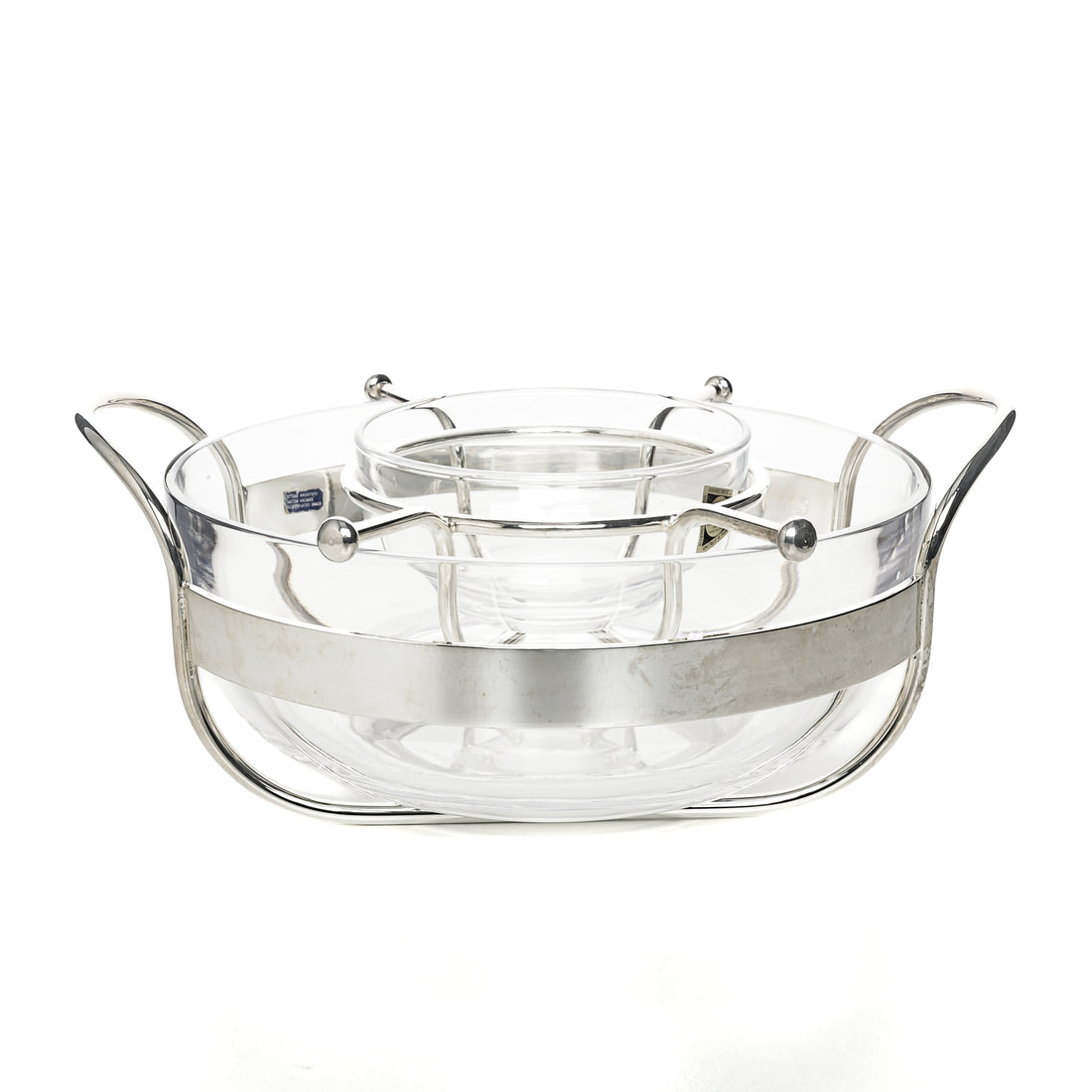 PM ITALY Crystal And Silverplate Caviar Server 4 Pieces