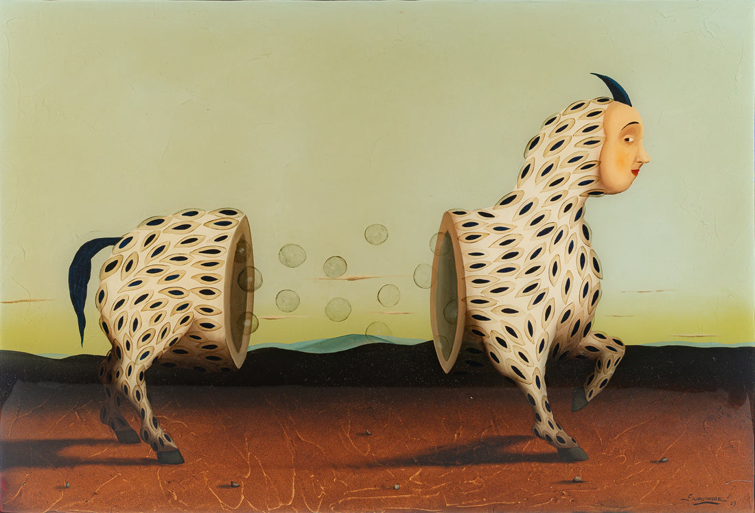 Marcelo Suaznabar (Bolivian-Canadian 1970) Untitled Surreal Bisected Creature With Bubbles