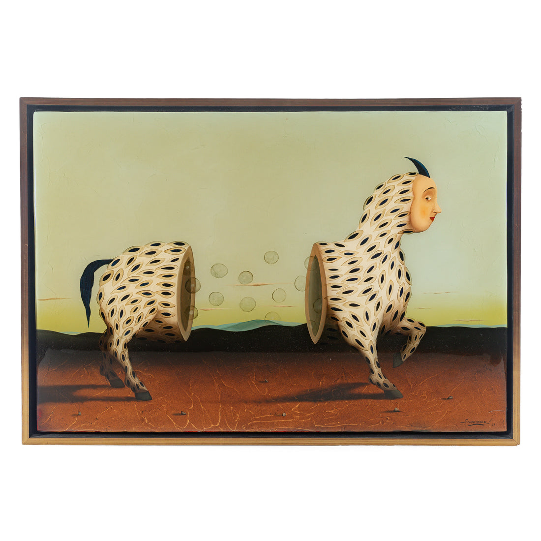 Marcelo Suaznabar (Bolivian-Canadian 1970) Untitled Surreal Bisected Creature With Bubbles