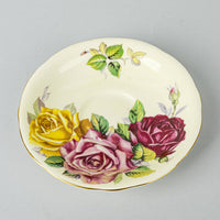 AYNSLEY Cup & Saucer C1067 Cabbage Roses With Yellow Ground