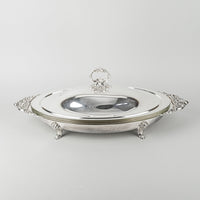 WALLACE Baroque Silverplate Oval Covered Casserole 711 With Pyrex Liner