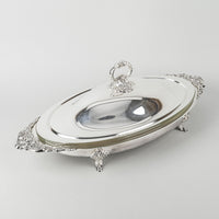 WALLACE Baroque Silverplate Oval Covered Casserole 711 With Pyrex Liner