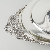 WALLACE Baroque Silverplate Oval Covered Casserole 711 With Pyrex Liner