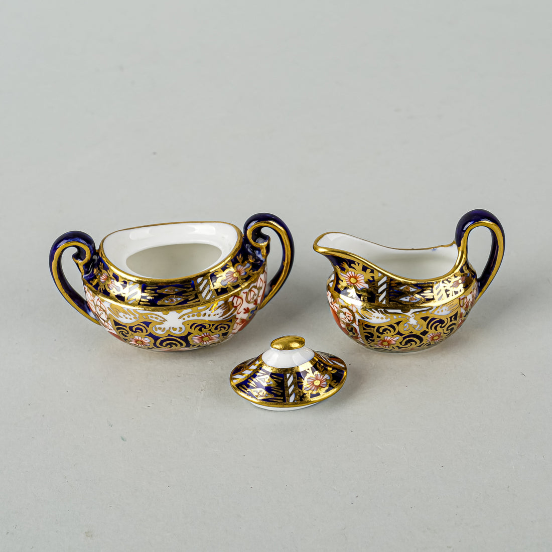 ROYAL CROWN DERBY Traditional Imari 2451 Miniature Tea And Coffee Set 10 Pieces