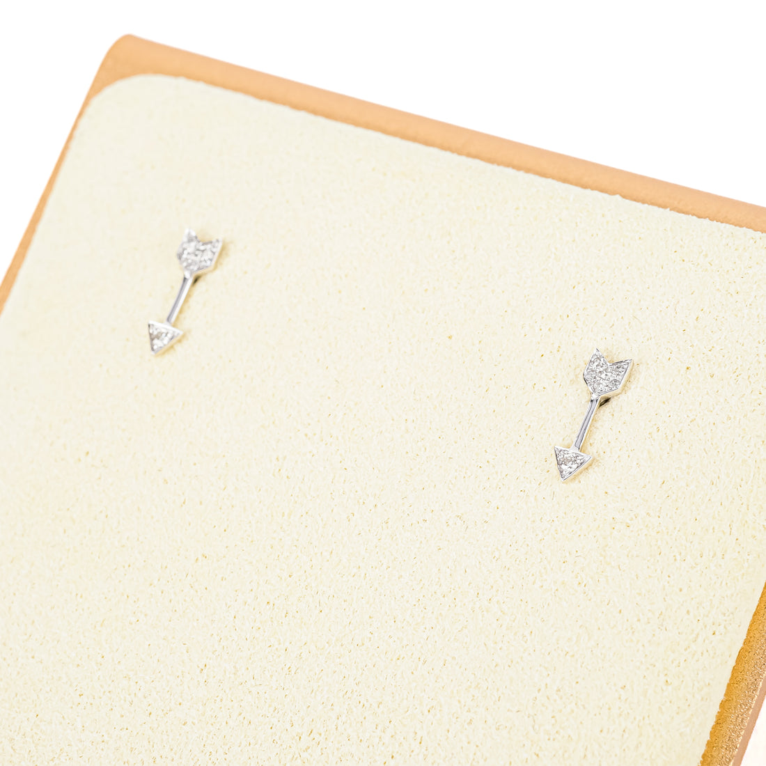 14K White Gold Diamond Arrow Studs
