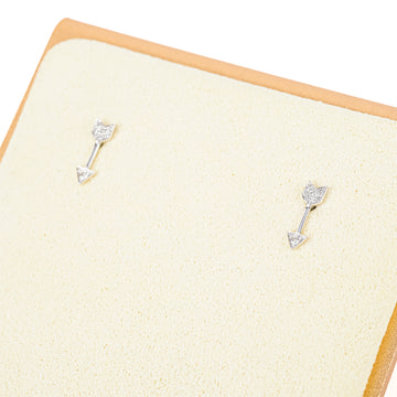 14K White Gold Diamond Arrow Studs