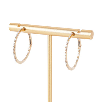 14K Rose Gold Diamond Hoop Earrings