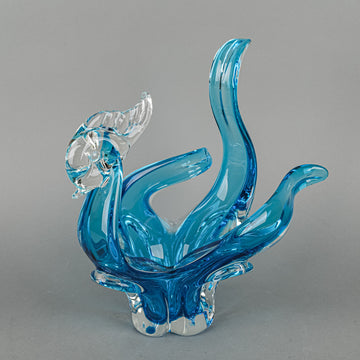 Lorraine/Chalet Style Free Form Art Glass Phoenix Bowl - Blue