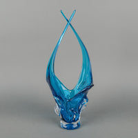 Lorraine/Chalet Style Free Form Art Glass Basket  Blue