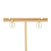 18K Yellow Gold Cultured Pearl Diamond Earrings 9-9.5mm