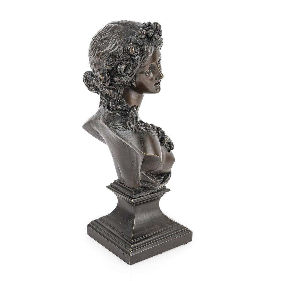 After Joseph Charles Marin (French 1759-1834) Bust - Young Lady In Crown Of Flowers