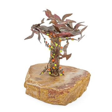 Bijan J Bijan Copper Sculpture "Bird Bath" Copper & Enamel