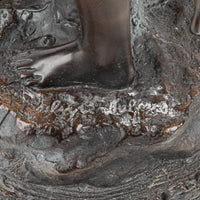 Bronze And Stained Glass Nude With Peacock Lamp