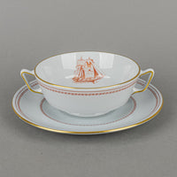 SPODE Trade Winds Red W128 Cream Soup And Saucers Set Of 4