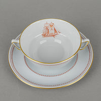SPODE Trade Winds Red W128 Cream Soup And Saucers Set Of 4