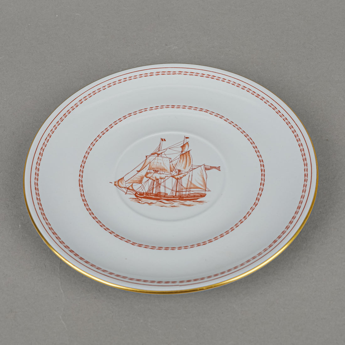 SPODE Trade Winds Red W128 Cream Soup And Saucers Set Of 4