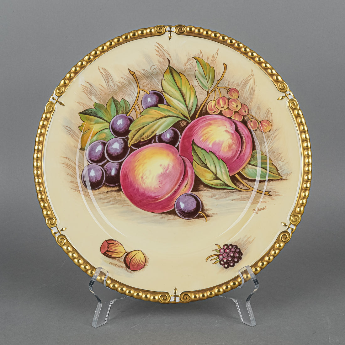 AYNSLEY D.Jones Orchard Fruit Gold Rim Dinner Plate