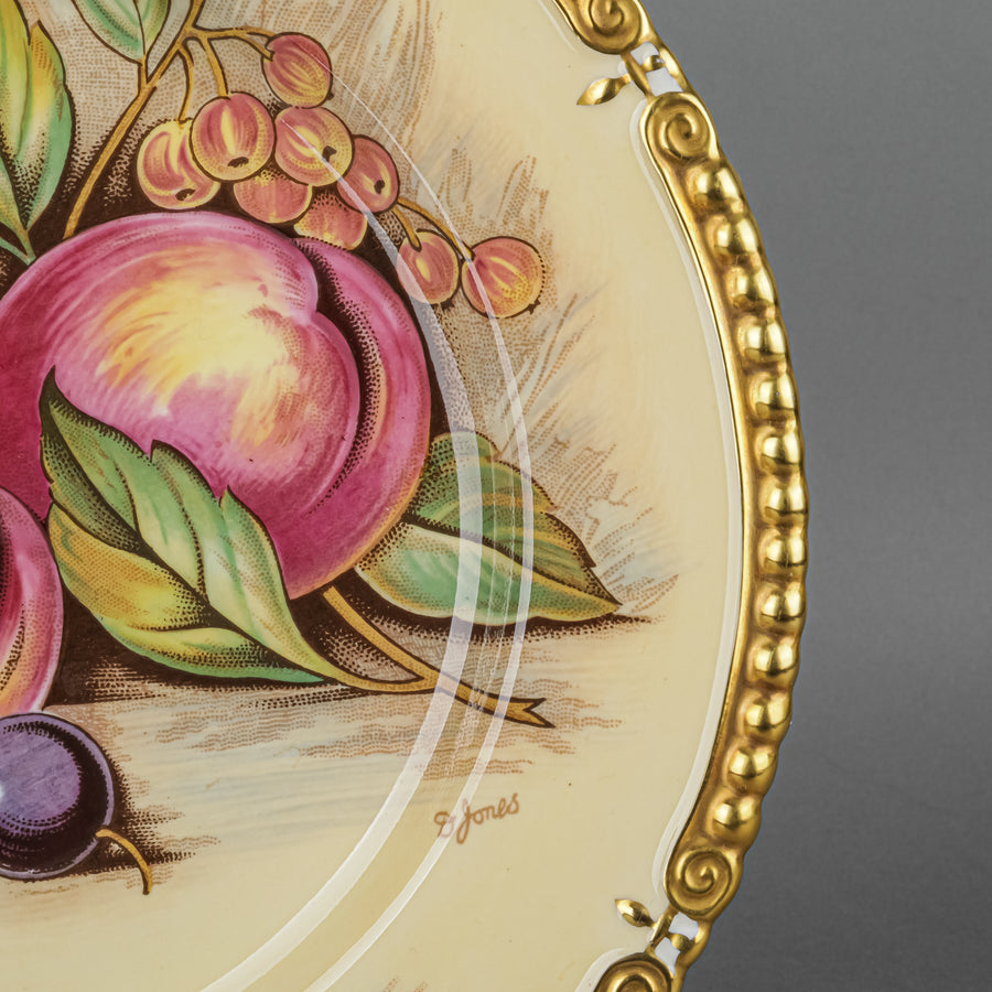 AYNSLEY D.Jones Orchard Fruit Gold Rim Dinner Plate